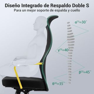 Silla de oficina ergonómica negro/amarillo NUEVA