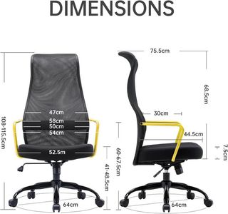 Silla de oficina ergonómica negro/amarillo NUEVA