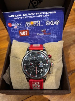 Reloj Aviador Cronógrafo Rojo y Negro