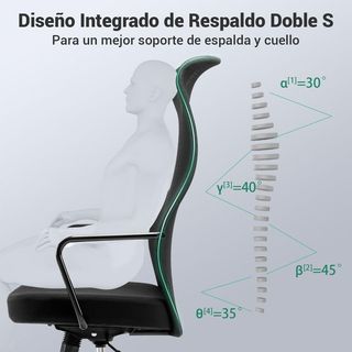 Silla de oficina ergonómica negro/negro NUEVA