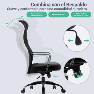 Silla de oficina ergonómica negro/negro NUEVA