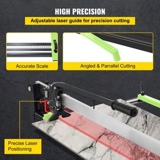 Cortadora de Azulejos Manual Azul de 31 Pulgadas con Posicionamiento Láser Preciso y Superficie de Caucho Antideslizante, Riel y Soporte Único Adecuado para Azulejos de Porcelana y Cerámica
