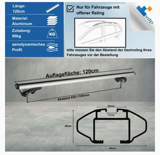 Soporte básico para vehículos con rieles de techo