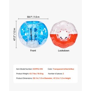 Bolas Inflables de Bumper 2-Pack, Bolas Zorb Sumo de 5FT/1.5M para Adolescentes y Adultos, Bolas de Burbuja Humana de PVC de 0.8mm para Juegos de Equipo al Aire Libre, Juguetes Bumper Bopper para ...