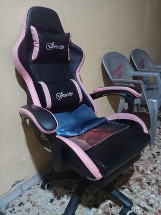 Silla Gaming Negra y Rosa