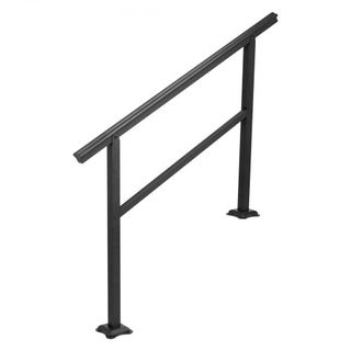 Pasamanos para Escaleras Exteriores 48X35.5 Pulgadas Pasamanos Ajustable de Escalera de Barandilla de Escalera de 0 a 45 Grados Pasamanos para Escaleras de Barra Cruzada de Aluminio Negro