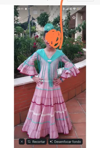 Traje Flamenca Niña Plumeti Rosa Nude