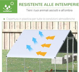 Gallinero Exterior Con Estructura Galvanizada Y Red Hexagonal, Gallinero Para Gallinas De Exterior Con Cubierta De Tela Impermeable Para 4-6 Pollos, Patos Y Conejos, 3X2X2M