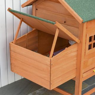 Gallinero de Madera Prefabricado con Nido y Bandeja Extraíble para Jardín, 170X74X106 Cm, Naranja y Verde