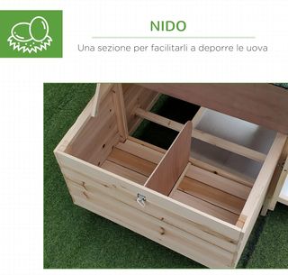 Gallinero Jaula para Gallinas de Exterior en Madera con Recinto Corredizo Caja Nido 196X76X97
