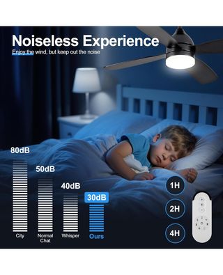 ★ Ventilador LED Techo 42", 4 Aspas + Mando + APP