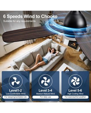 ★ Ventilador LED Techo 42", 4 Aspas + Mando + APP