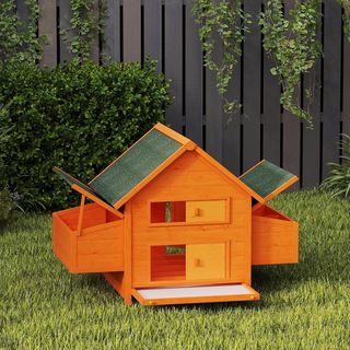 Gallinero de Jardín Jaula para Gallinas en Abeto, Madera y Verde, 160X98.5X107Cm