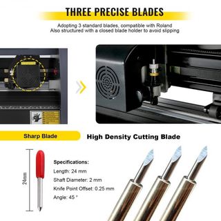 Máquina de Corte de Vinilo, Impresora de Vinilo de 375 mm, Plotter Impresora con Alimentación Máxima de Papel de 14 pulgadas con Fuerza y Velocidad Ajustables para Fabricación de Señales Máquina C...