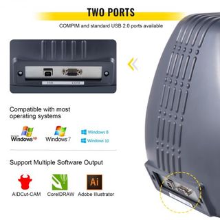 Máquina de Corte de Vinilo, Impresora de Vinilo de 375 mm, Plotter Impresora con Alimentación Máxima de Papel de 14 pulgadas con Fuerza y Velocidad Ajustables para Fabricación de Señales Máquina C...