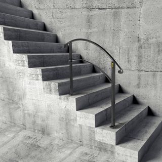 Pasamanos para Escaleras Exteriores, Se Adapta a 1 o 3 Escalones, Barandilla de Hierro Forjado Negra, Barandilla Flexible para Porche Frontal, Pasamanos Transicional para Escaleras de Concreto o d...