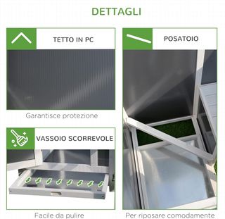 Gallinero de Madera para Exteriores Techo Impermeable, Área de Carrera, Zona de Nidificación, Madera, 160X75X80Cm