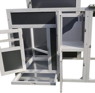 Gallinero de Madera para Exteriores Techo Impermeable, Área de Carrera, Zona de Nidificación, Madera, 160X75X80Cm