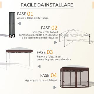 Gazebo Pieghevole Pop-Up, Gazebo da Giardino 3X3 M con Zanzariera e Borsa Trasportabile con Ruote, UV50+, Color Crema