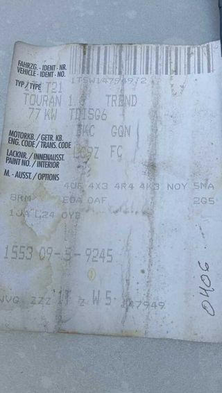 Luz volkswagen touran (1t1) trendline 346228