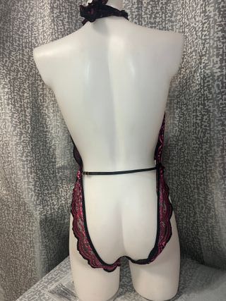 Body sexy encaje rosa y negro talla única