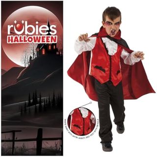 Rubies Disfraz Conde Drácula para niños y niñas, Camisa con chorrera, chaleco, pantalones y capa, Vampiro, Murcielago, Halloween, Cosplay y Fiestas