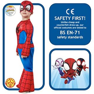 Rubies Disfraz Spidey Deluxe para niños y niñas, Jumpsuit de lujo, cubrebotas y máscara, Oficial Spidey & Friends para Carnaval, Halloween, Navidad y cumpleaños