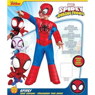 Rubies Disfraz Spidey Deluxe para niños y niñas, Jumpsuit de lujo, cubrebotas y máscara, Oficial Spidey & Friends para Carnaval, Halloween, Navidad y cumpleaños