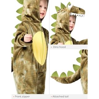 Rubies Disfraz Dinosaurio Rugido para niñas y niños, Jumpsuit con capucha y cola, Oficial Rubies para Carnaval, Halloween, Navidad y Fiestas