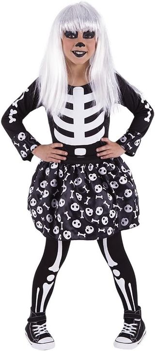 Rubies Disfraz Skeletita Glow in Dark para niñas, Camiseta y falda con medias, Brillante en la oscuridad, Esqueletos, Skeletons para cosplay y fiestas