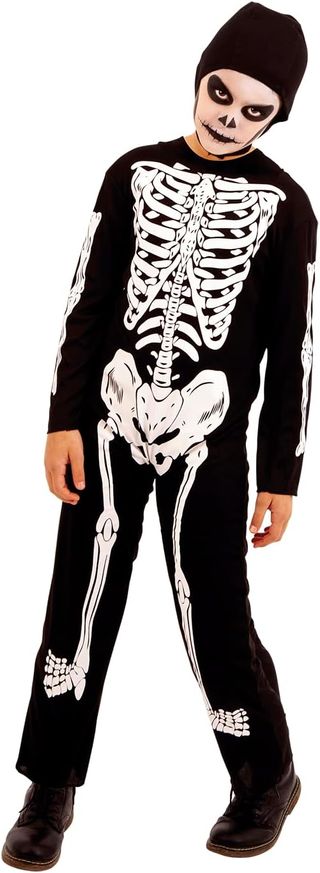 Rubies Disfraz de Esqueleto Skelito para niños y niñas, Jumpsuit impreso y gorro, Original Halloween, Carnaval y cumpleaños