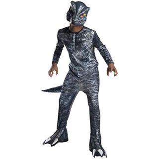 Rubies Disfraz Dinosaurio Velociraptor para niño, Jumpsuit impreso Oficial de la Película Jurassic World con máscara y cubrebotas adjuntas para halloween, navidad, carnaval y cumpleaños