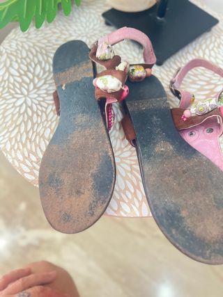 Sandalias Boho Cuero con Abalorios Cerámica