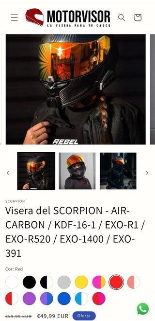 Casco scorpion Exo R1 regalo visera de MOTORVISOR.