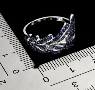 Anello Argento Placcato Oro, Zaffiri Blu Naturali