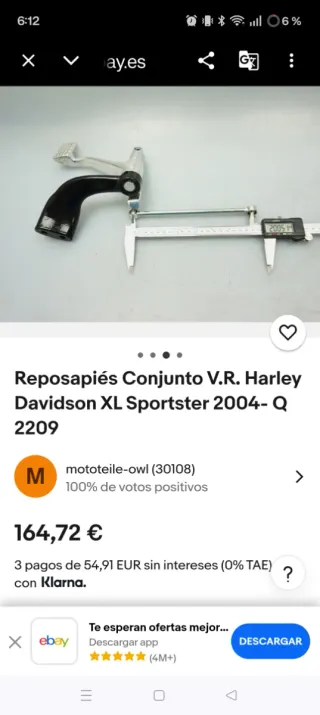 Reposapiés Harley Davidson XL Sportster Negro