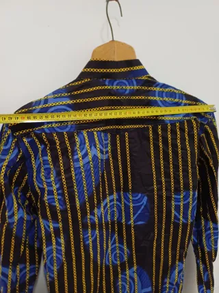 Camicia uomo fantasia righe oro e blu
