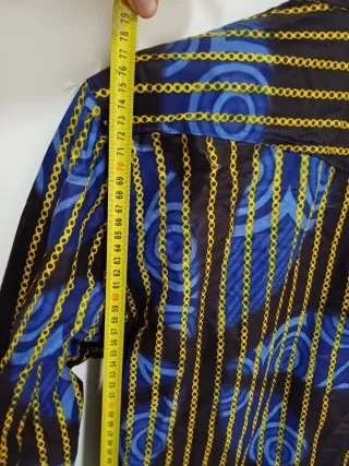 Camicia uomo fantasia righe oro e blu