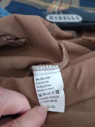Pantaloni Marella cotone elasticizzato tabacco