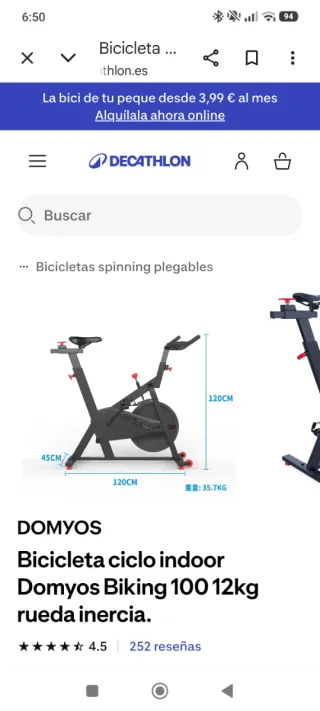Bicicleta estática Domyos Biking 100