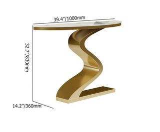 Mesa recibidor dorada y mármol