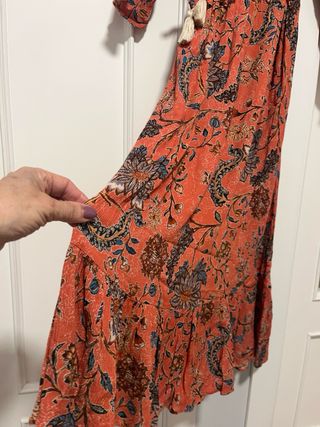 Vestido largo estampado naranja