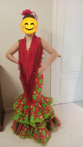 Traje Flamenca Verde y Rojo