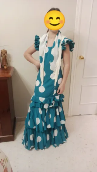 Traje Flamenca Verde y Rojo