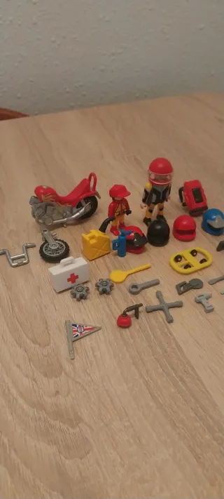 Playmobil,dakar,lote,piloto,mecánico,camión,taller