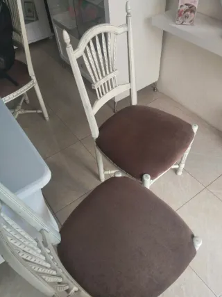 Sillas de comedor madera y tela