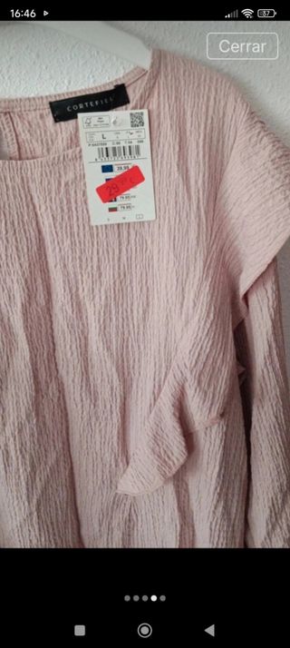 Blusa Cortefiel rosa talla L