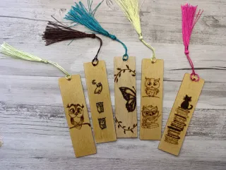 Marcapáginas Madera Pirograbado Artesanal