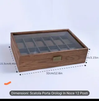 Scatola porta orologi in noce 12 posti