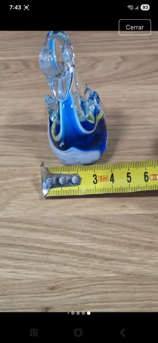 Splendida figura decorativa di cigno in cristallo Murano blu trasparente